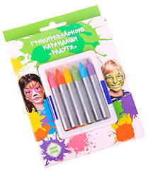 Кольорові гримувальні олівці "Райдуга", 6 кольорів