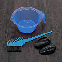 Парикмахерская мисочка,кисточка голубая и защита на уши клиента для окрашивания волос