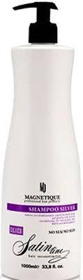 Magnetique Satin Line Reconstructor Silver 1000ml Шампунь з ефектом антижовтини та протеїнами шовку., фото 1