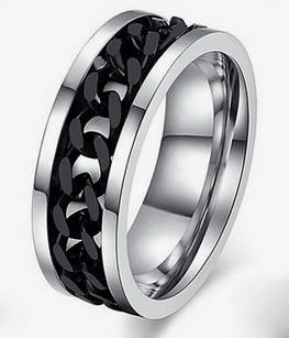 Кільце антистрес із палітурками, срібло Розмір 6 (USA), чорний палітурка