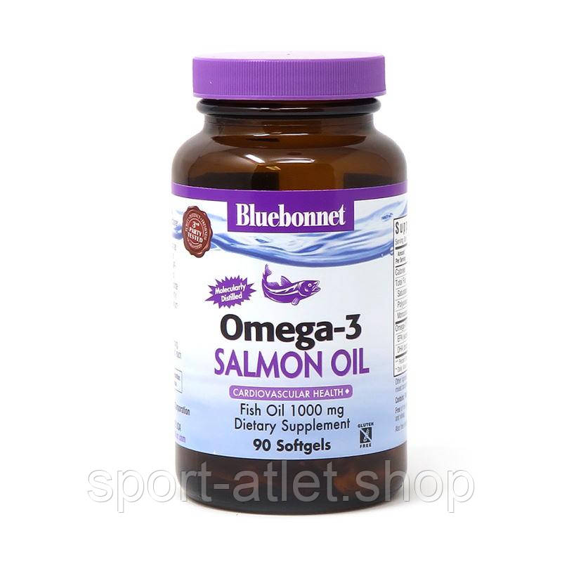 Жирні кислоти Bluebonnet Nutrition Natural Omega-3 Salmon Oil, 90 капсул, фото 1