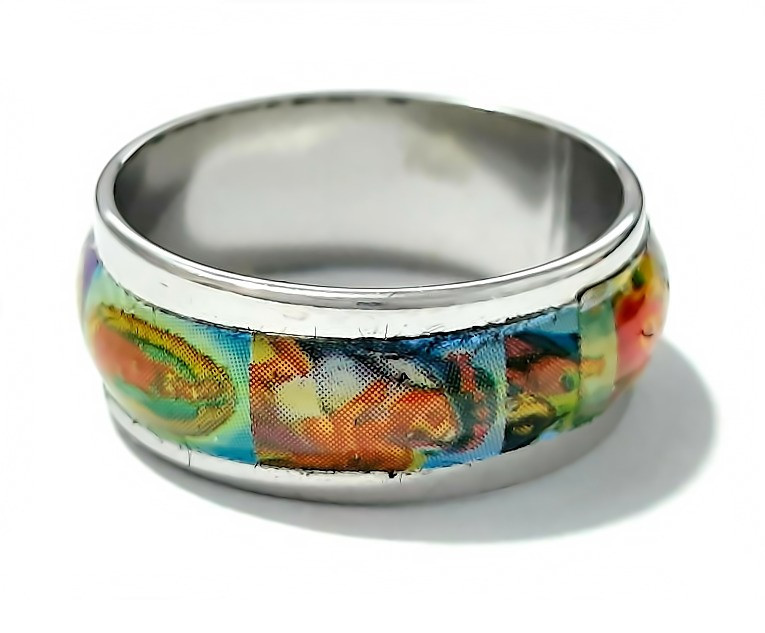 Стальна каблучка. Родій. Ширина: 8 мм. Є: 17р 18р 19р 20р