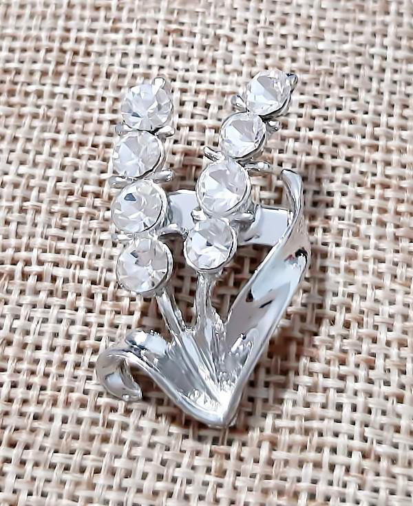 Брошка. Родій. Камені: білий циркон. Діаметр: 3 см.