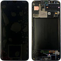 Дисплей модуль тачскрин Samsung A307 Galaxy A30s черный OLED в рамке