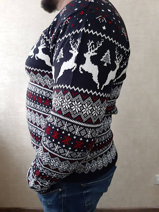 Чоловічий зимовий батальний светр з оленями, фото 2