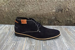 Зимові ботинки чоловічі замшеві чорного кольору