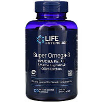 Омега-3, Life Extension "Omega Foundations Super Omega-3" рыбий жир с энтеросолюбильным покрытием (120 капсул)