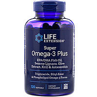 Омега-3, Life Extension "Super Omega-3 Plus" рыбий жир из антарктического криля (120 капсул)