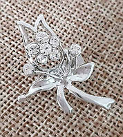 Брошка. Родій. Камені: білий циркон. Діаметр: 3.5 см.