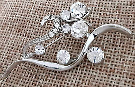Брошка. Родій. Камені: білий циркон. Діаметр: 5.5 см.