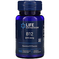Витамин В12, Life Extension "B-12" метилкобаламин, 500 мкг (100 леденцов)