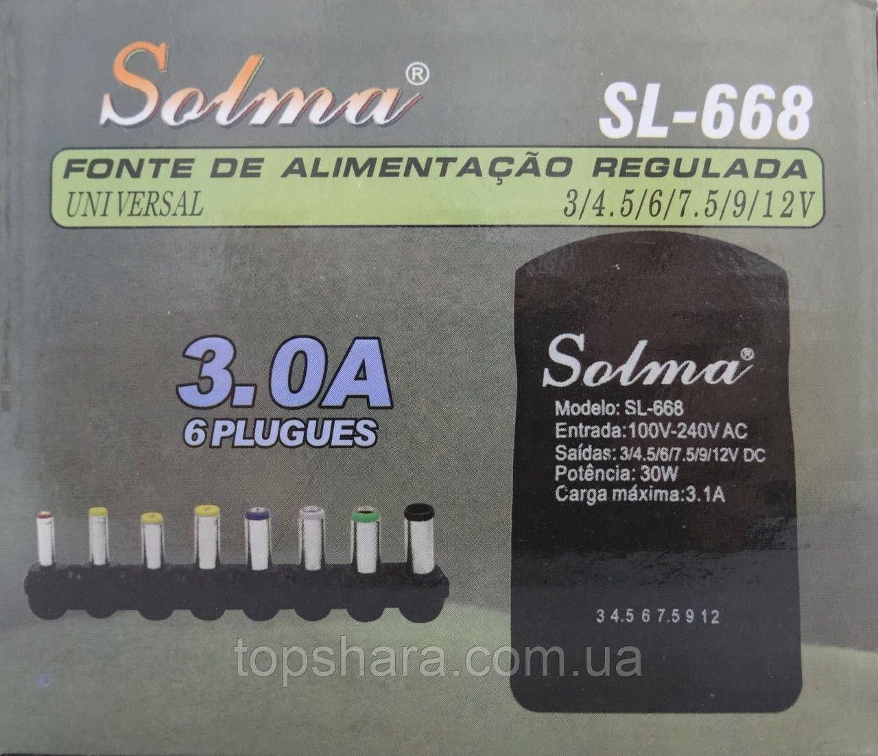 Блок живлення 12v 3a 7 in 1 SL-668 з перехідниками, фото 1