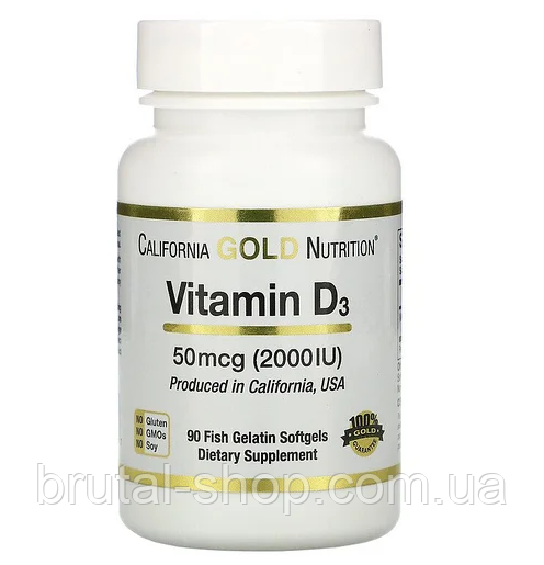 California Gold Nutrition Vitamin D3 50mcg (2000IU) 90soft