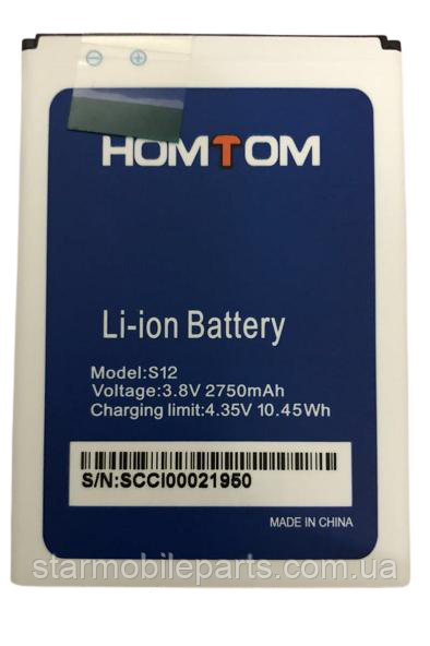 Акумулятор (АКБ, батарея) HomTom S12 (Li-ion 3.8 V 2750mAh)