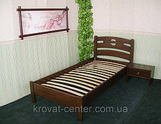 Ліжко односпальне з масиву натурального дерева "Сакура" від виробника 80х200, лісовий горіх
