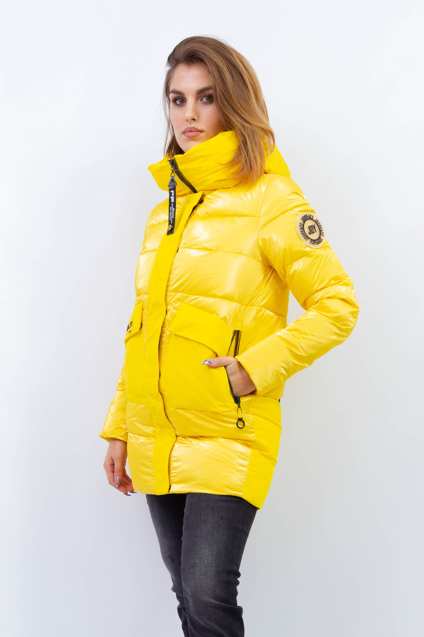 Стильная куртка женская зимняя Visdeer желтая L - фото 1 - id-p1286223361