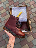 Демісезонні жіночі черевики Dr.Martens Cherry шкіряні вишневі (мартинси), фото 9