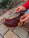 Демісезонні жіночі черевики Dr.Martens Cherry шкіряні вишневі (мартинси), фото 4