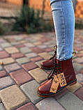 Демісезонні жіночі черевики Dr.Martens Cherry шкіряні вишневі (мартинси), фото 6