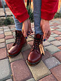Демісезонні жіночі черевики Dr.Martens Cherry шкіряні вишневі (мартинси), фото 7