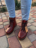 Демісезонні жіночі черевики Dr.Martens Cherry шкіряні вишневі (мартинси), фото 5