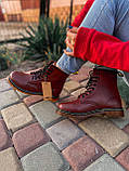 Демісезонні жіночі черевики Dr.Martens Cherry шкіряні вишневі (мартинси), фото 3