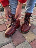 Демісезонні жіночі черевики Dr.Martens Cherry шкіряні вишневі (мартинси), фото 8
