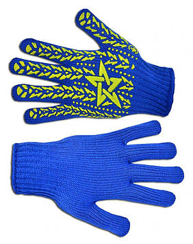 Рукавички плетені сині з вкрапленням "Зірка", L (3 нитки)