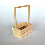 Ящик дерев'яний з ручкою нефарбований, 20х12х10(30) см, фото 2