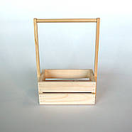 Ящик дерев'яний з ручкою нефарбований, 20х12х10(30) см, фото 3