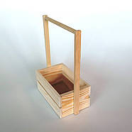 Ящик дерев'яний з ручкою нефарбований, 20х12х10(30) см, фото 4