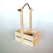 Ящик дерев'яний з ручкою нефарбований, 20х12х10(30) см, фото 3