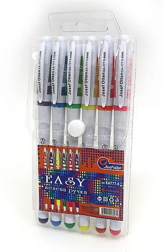 Набір гомілкових ручок 6-кв. "Easy gel" ЕА 777-6 (білий корпус) /24бл,288ящ