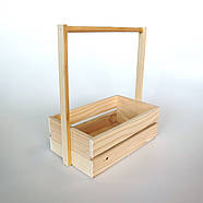 Ящик дерев'яний з ручкою нефарбований, 25х15х10(30) см, фото 3