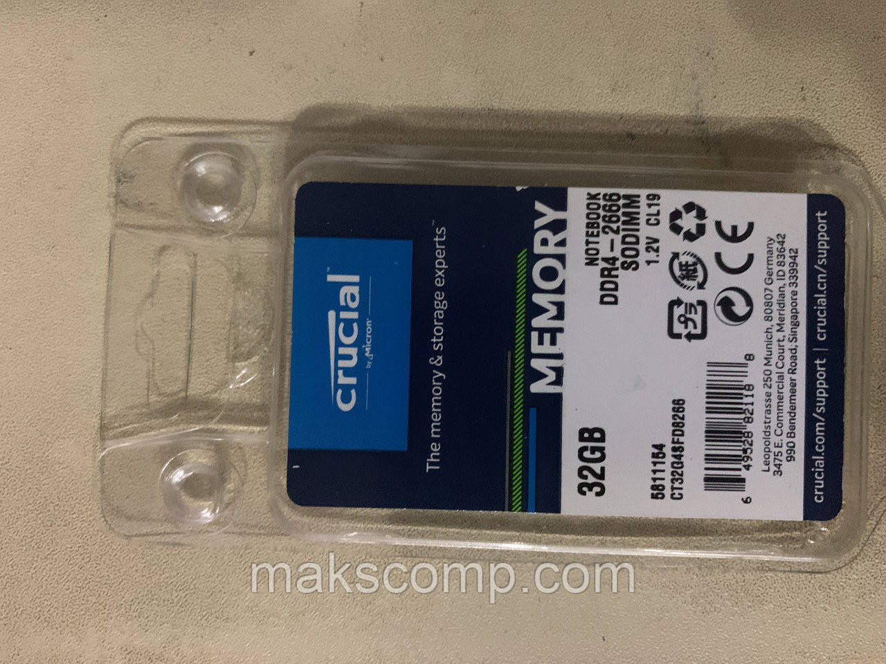 Пам'ять Crucial 32Gb DDR4-2666 new