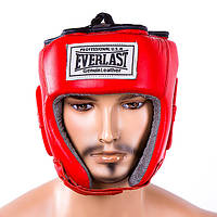Шолом боксерський Everlast шкіряний, для боксу Червоний, L