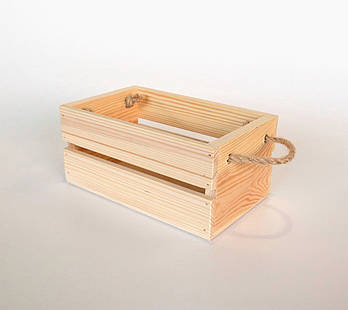 Ящик дерев'яний із ручками нефарбований, 20х12х10 см