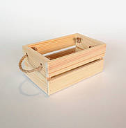 Ящик дерев'яний із ручками нефарбований, 25х15х10 см, фото 2