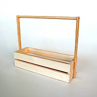 Ящик деревянный с ручкой некрашеный, 35х12х10(30) см