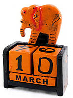 Вечный настольный календарь "Слон" дерево черный (15х10х5 см)