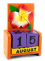 Вечный настольный календарь "Цветок" дерево (15х10х5 см)