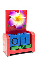 Вечный настольный календарь "Цветок" дерево (10х7х4 см)