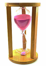 Годинник пісочний бамбуковий 60 хв рожевий пісок (19х11х11 см)