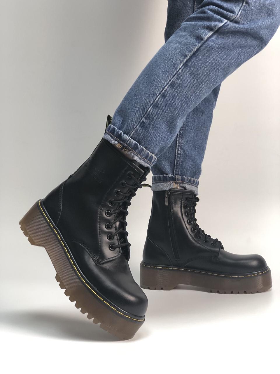 Жіночі боти Dr. Martens Jadon. Черевики для дівчат без хутра демісезонні Мартинсы Жадон чорні високі, фото 1