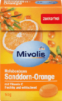 Mivolis Bonbon Sanddorn-Orange zuckerfrei Леденцы для горла без сахара c экстрактами 18 трав и витамино С 50 г