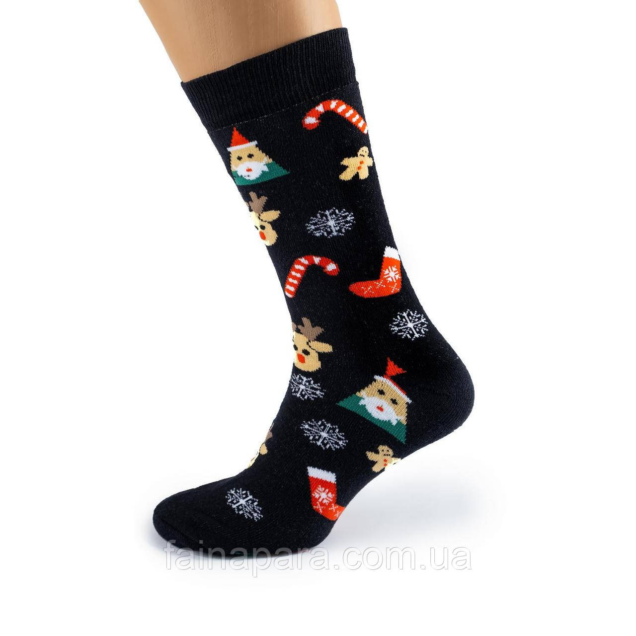 Чоловічі махрові новорічні шкарпетки на подарунок Style Luxe, фото 1