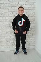 Костюм на хлопчика спортивний зимовий вік від 6 до 10 років дитячий теплий чорний з принтом, фото 2
