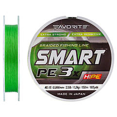 Шнур Favorite Smart PE 3x 150м (light green) #0.15/0.066mm 2.5lb/1.2kg