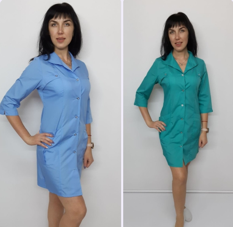 Медичний жіночий халат Женева 46 розмір бавовна три чверті рукав