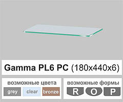 Скляна поличка настінна навісна прямокутна Commus PL6 PC (180х440х6мм)